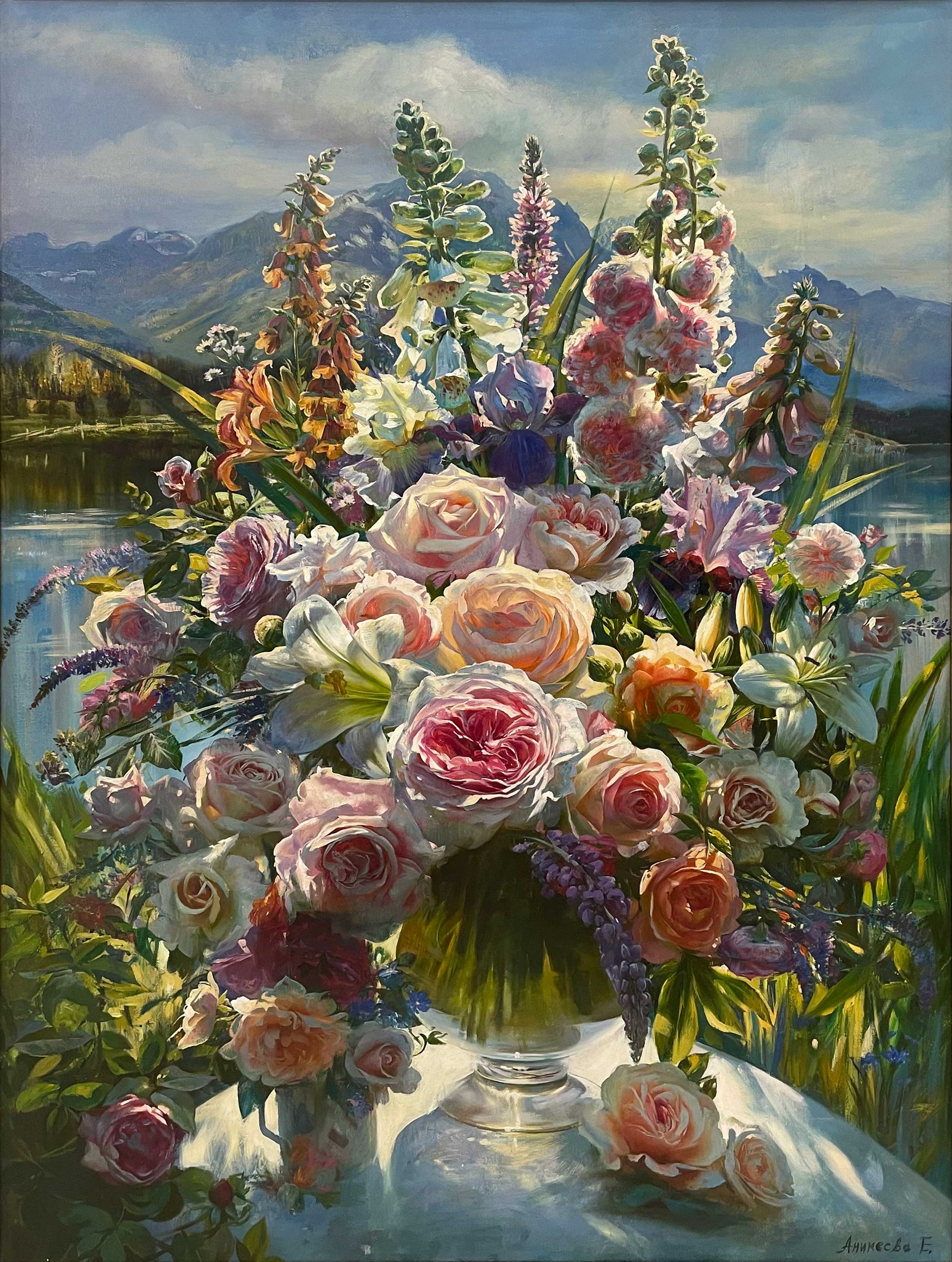 Bouquet with roses - 1, Ekaterina Bogomolova, Buy the painting Oil