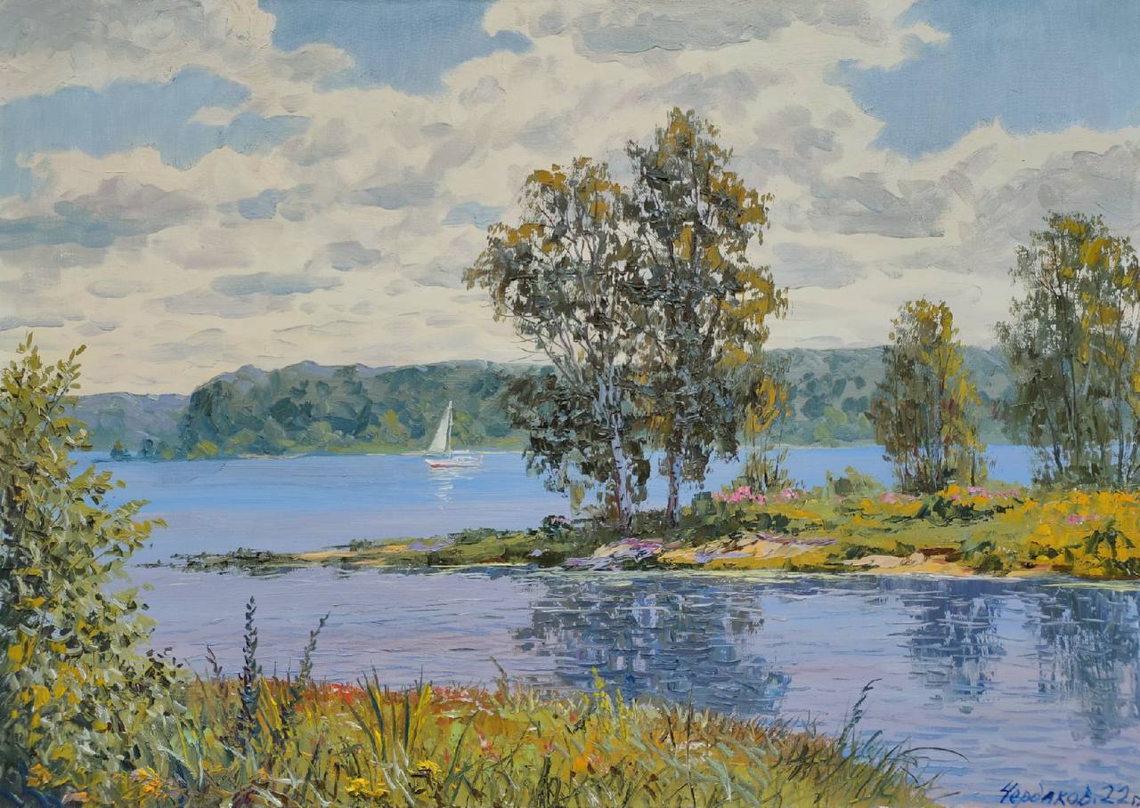 Summer On the Volga - 1, Vyacheslav Cherdakov, Buy the painting Oil