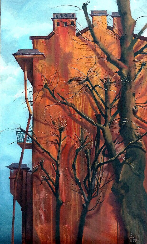 Orange House - 1, Dinara Hoertnagle, Buy the painting Oil
