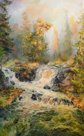 Landscape with a waterfall.
