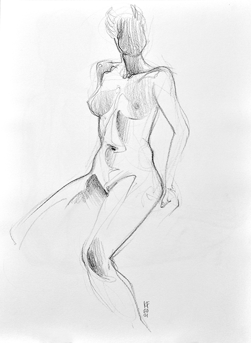 Sketch of a female nude figure , Konstantin Fomin, Buy the painting Pencil