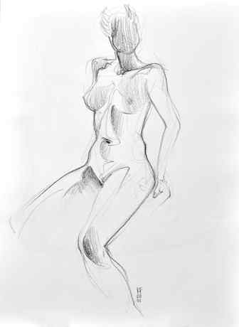Sketch of a female nude figure 