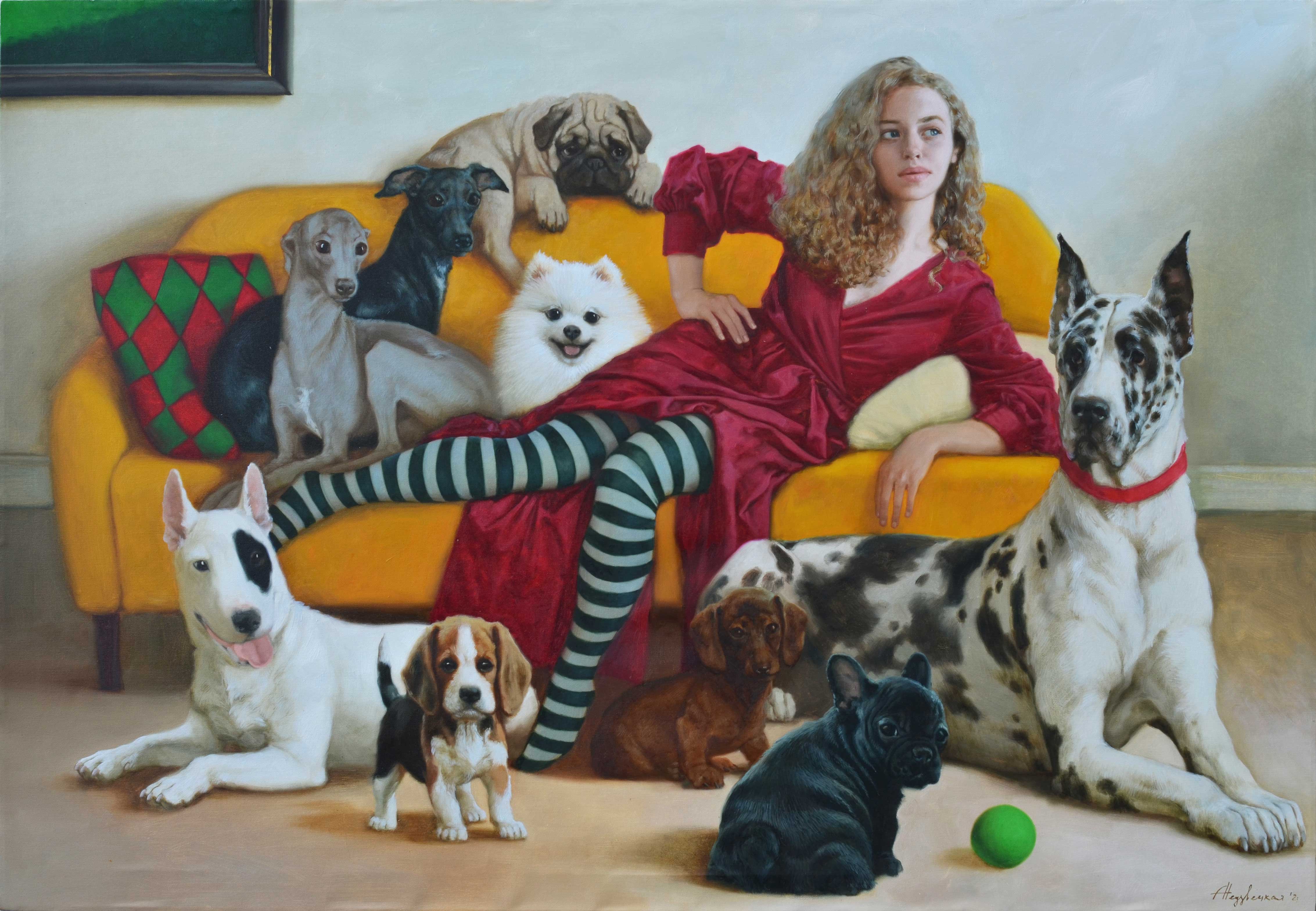 I Love Dogs - 1, Alexandra Nedzvetskaya, Buy the painting Oil