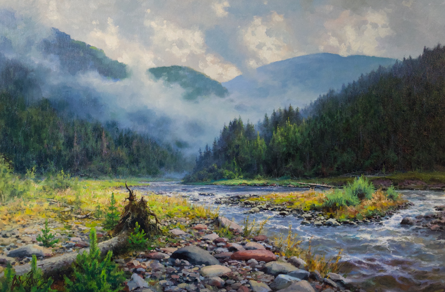 Stormy river in Sayan - 1, Vadim Zainullin, Buy the painting Oil