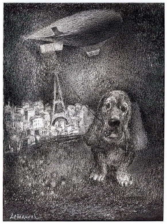 Basset and Zeppelin - 1, Alexander Astankov, Buy the painting Author's technique