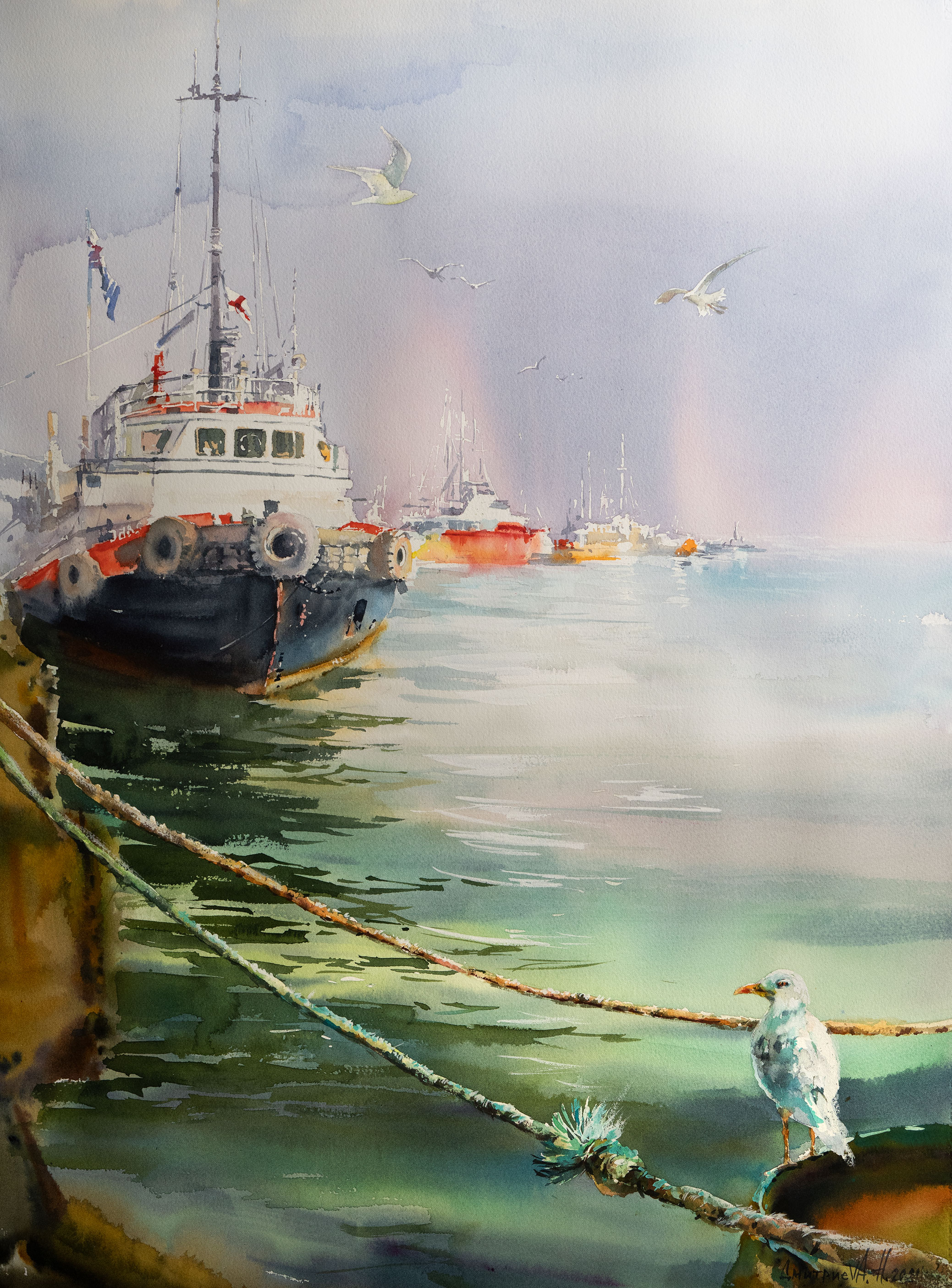 The guardian of the pier. Batumi - 1, Natalia Dmitrieva, Buy the painting Watercolor