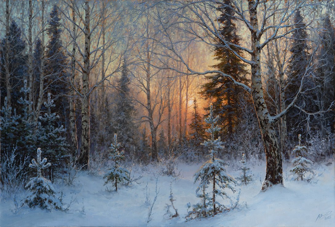 Winter evening - 1, Vadim Zainullin, Buy the painting Oil