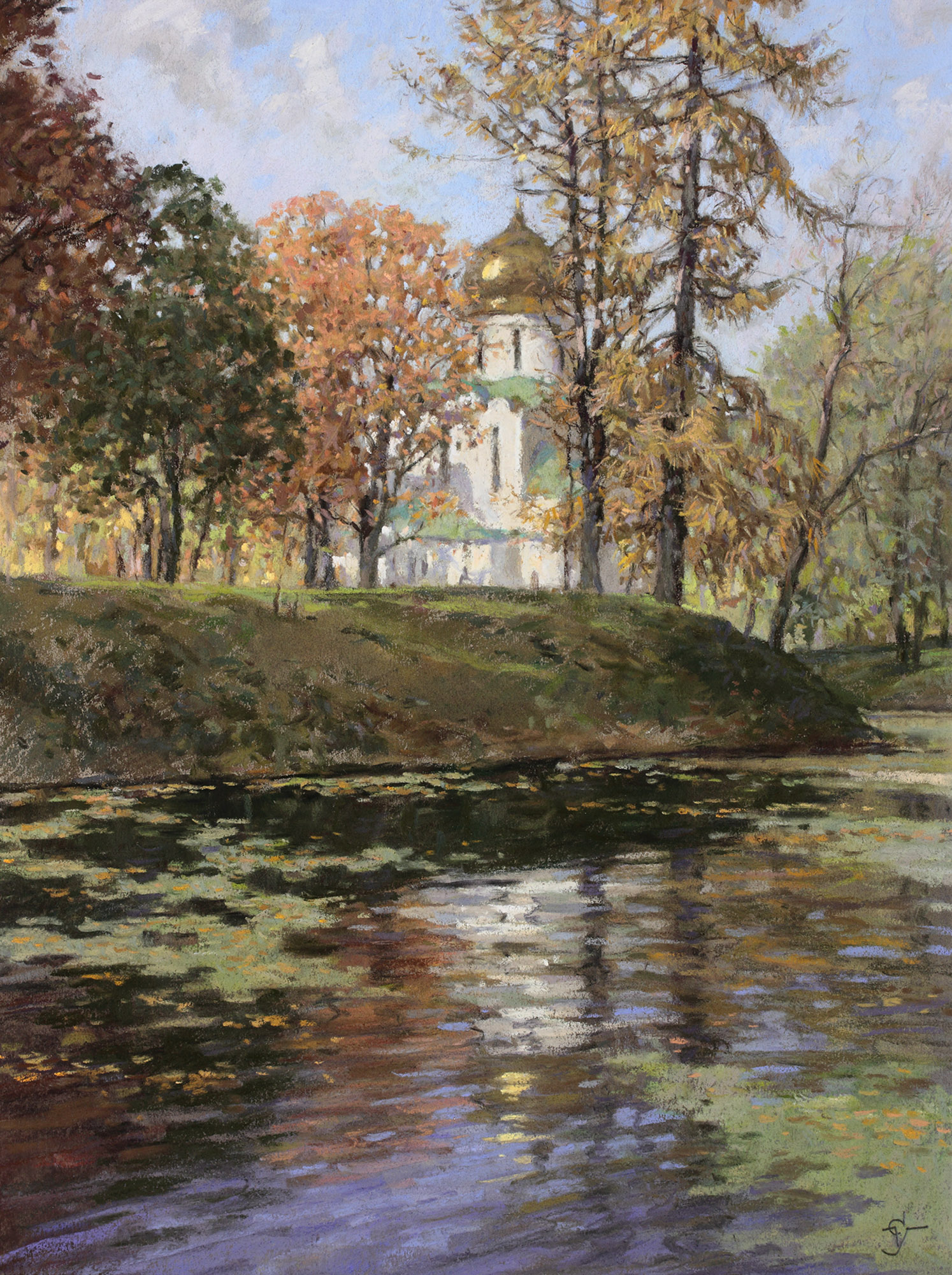 Tzar Church and pond - 1, Sergey Oussik, Buy the painting Author's technique
