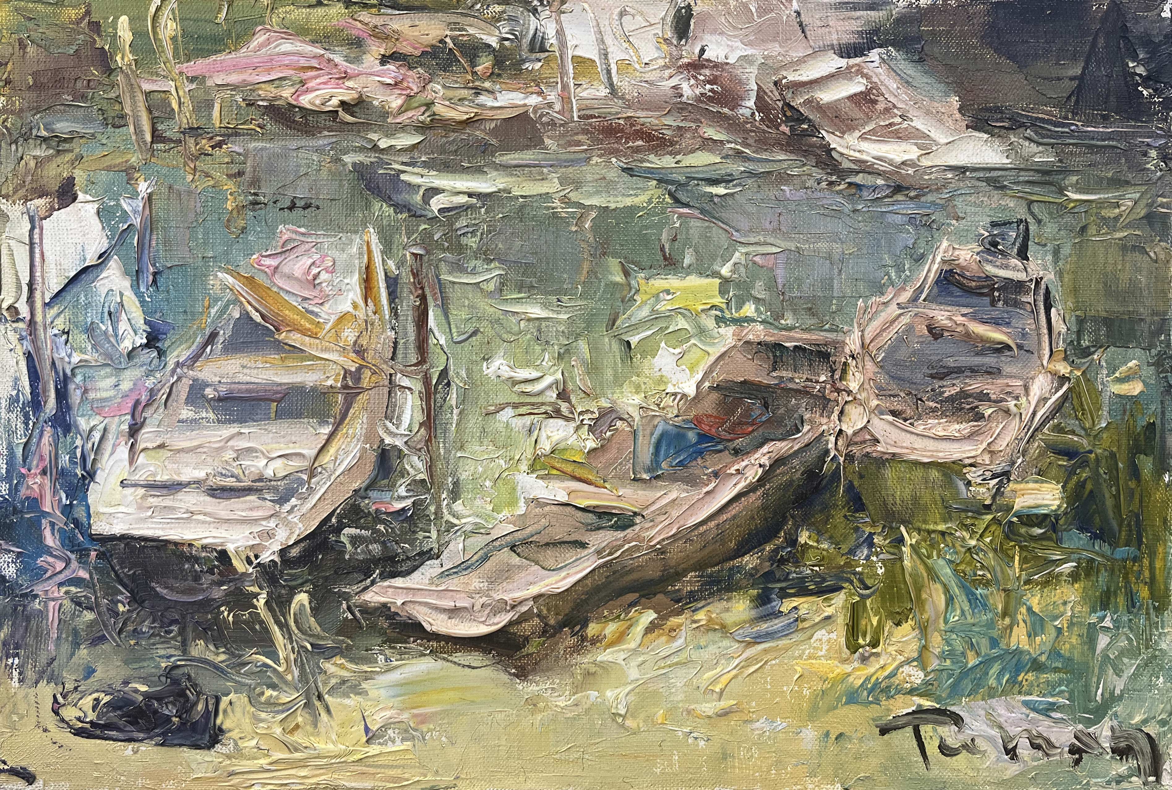 Boats In A Bay - 1, Tuman Zhumabaev, Buy the painting Oil