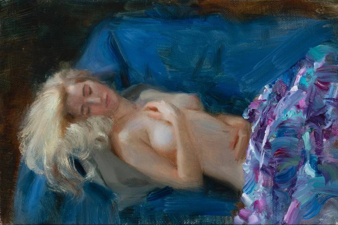 Nude On The Blue  - 1, Anna Marinova, Buy the painting Oil