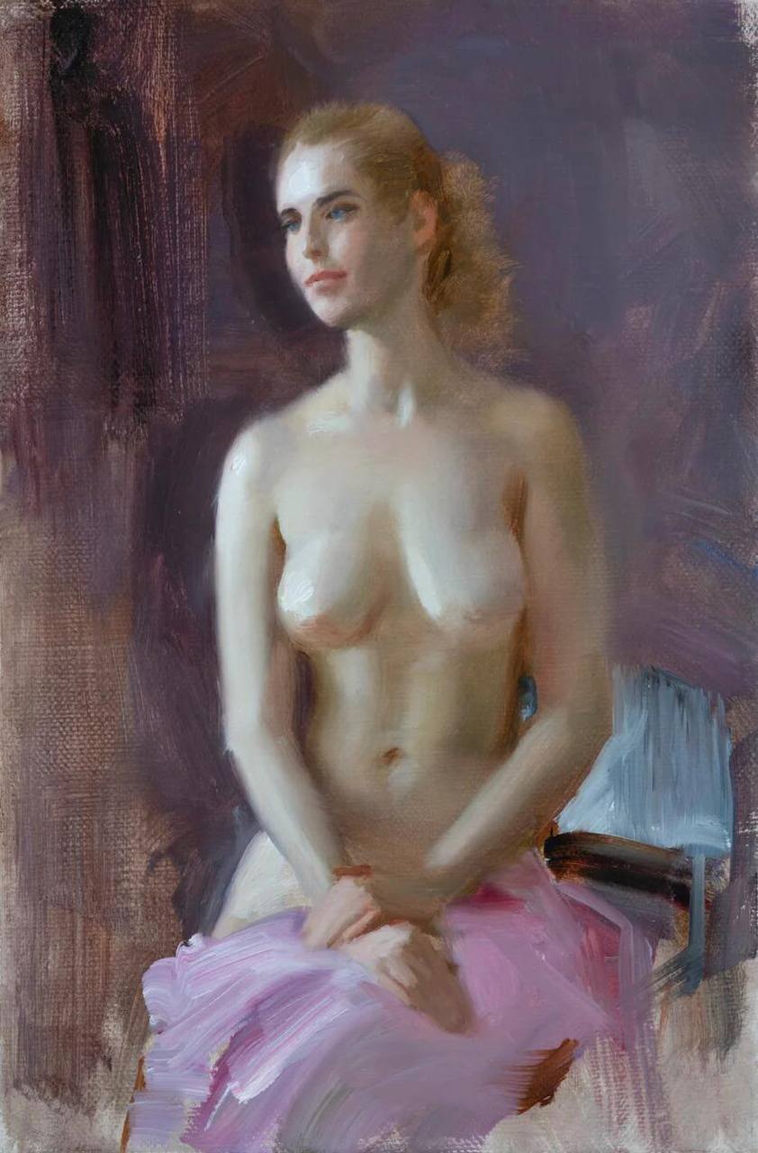 Nude On The Lilac - 1, Anna Marinova, Buy the painting Oil