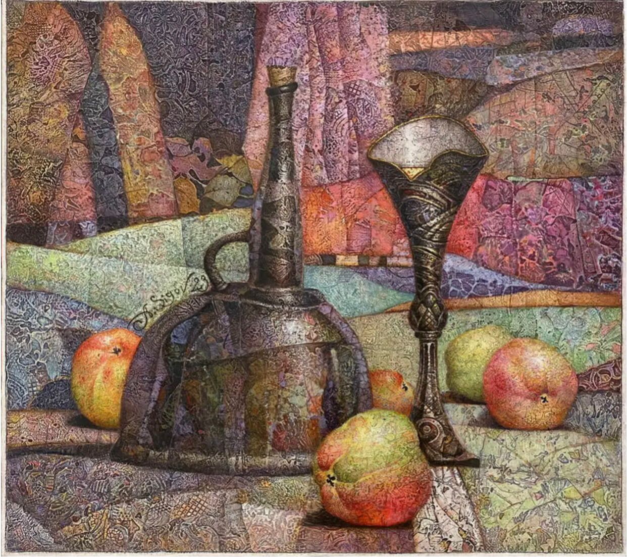 Study With An Apple Wine - 1, Alexander Sigov, Buy the painting Mixed media