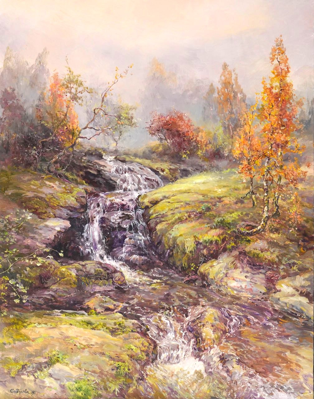 Gilevsky Waterfall - 1, Zhanna Sidorova, Buy the painting Oil