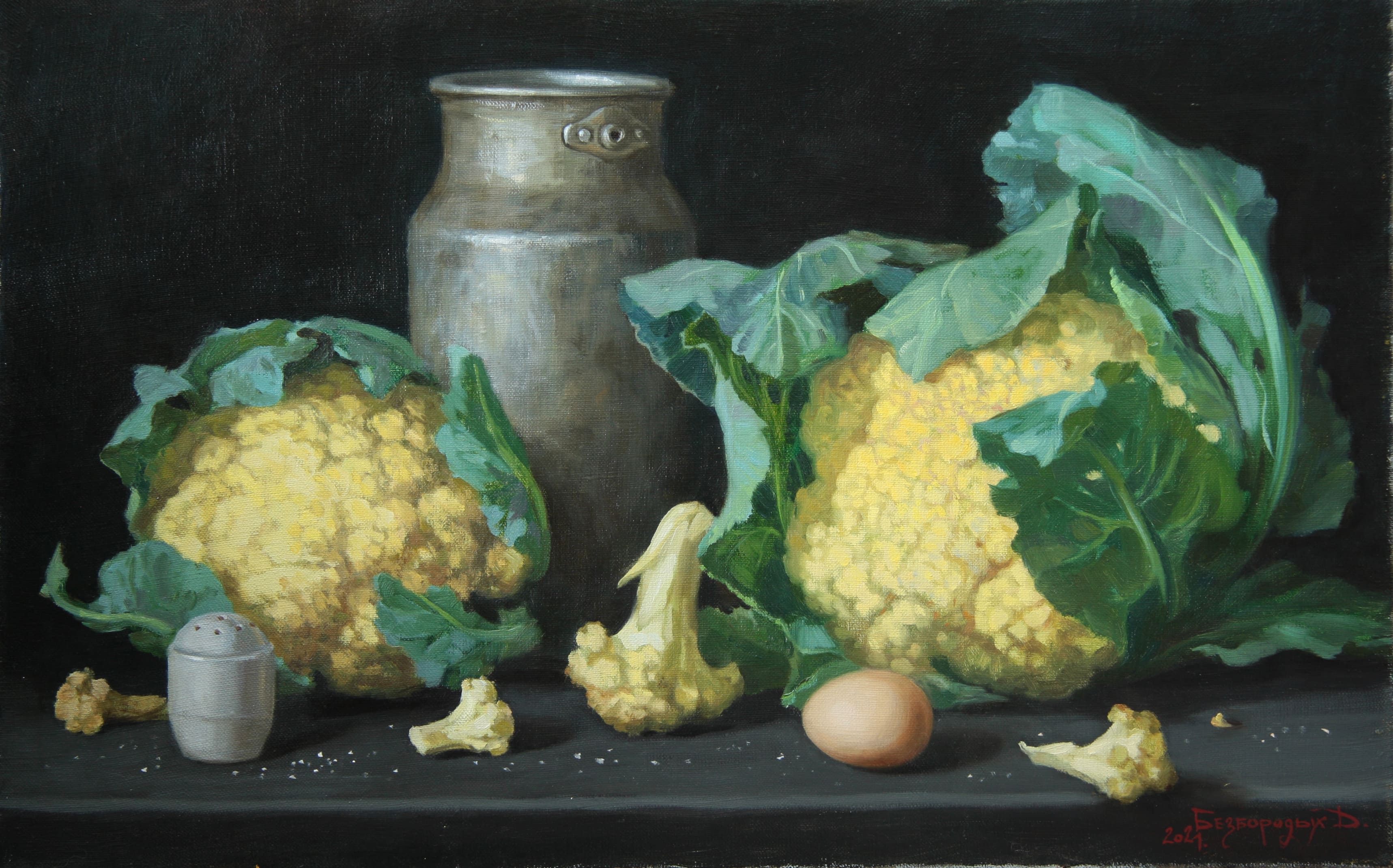 Still Life with Cauliflower - 1, Dina Bezborodykh, Buy the painting Oil