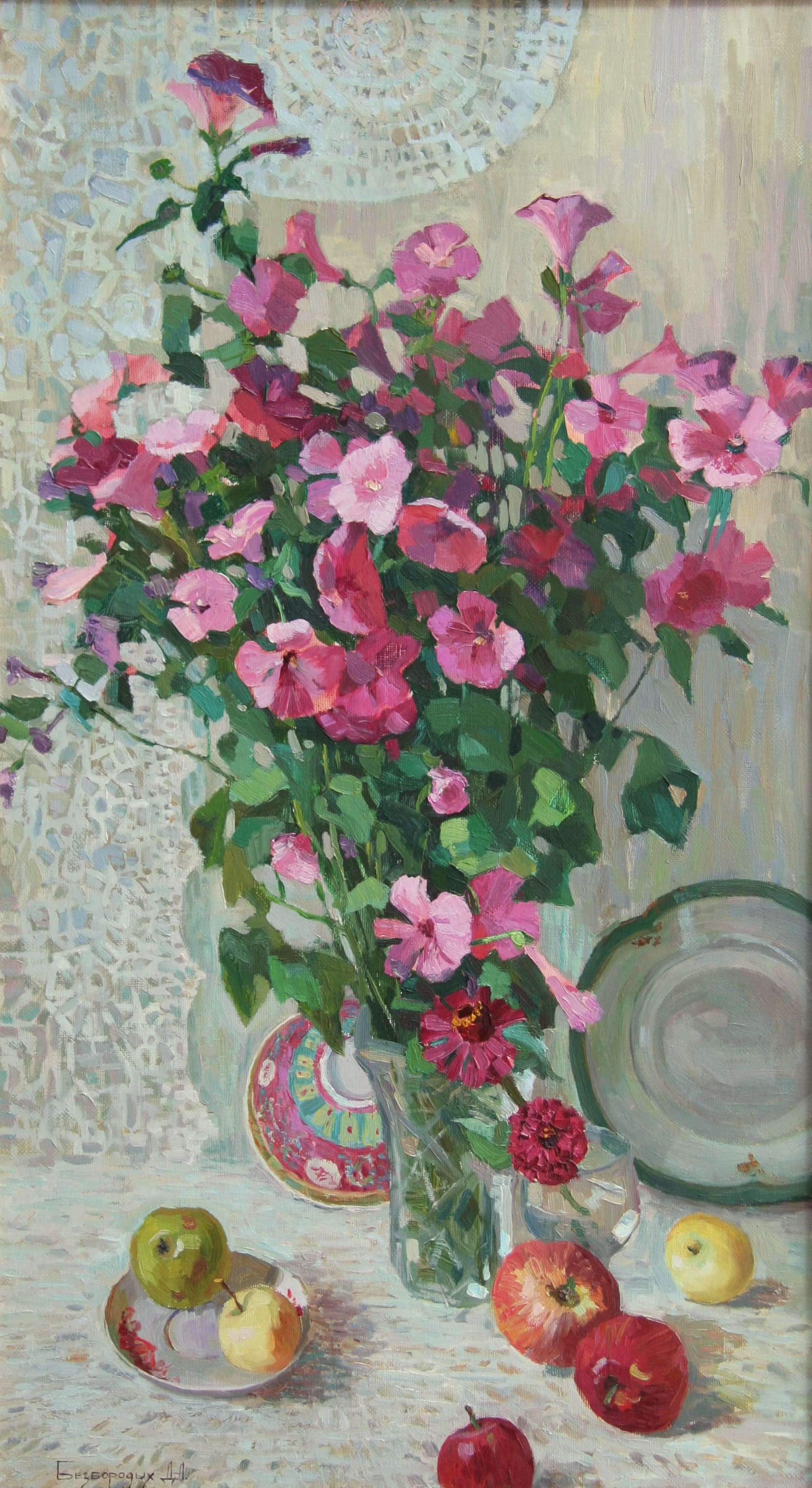 Lavatera Flowers - 1, Dina Bezborodykh, Buy the painting Oil
