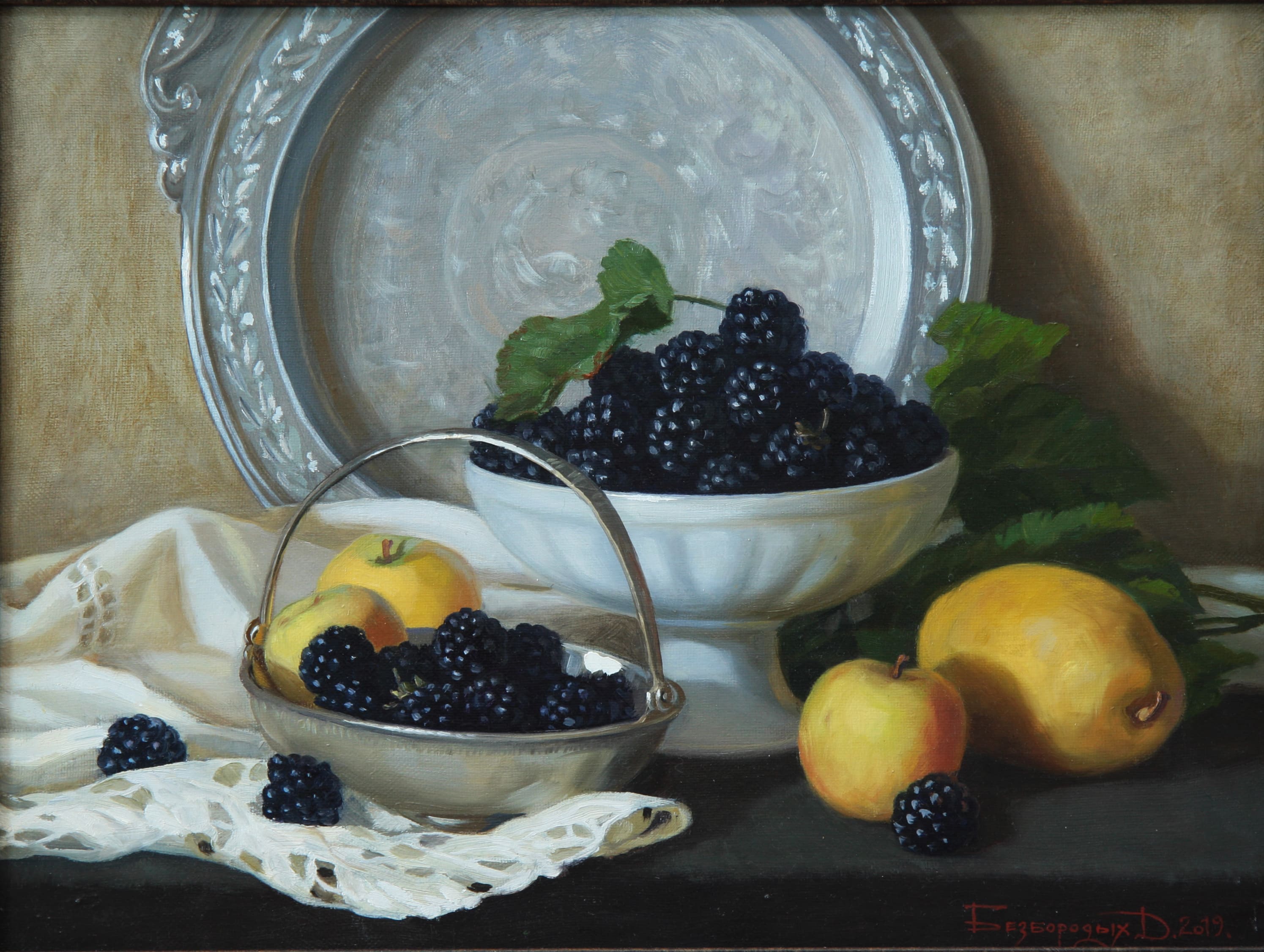 Still Life with Blackberries - 1, Dina Bezborodykh, Buy the painting Oil