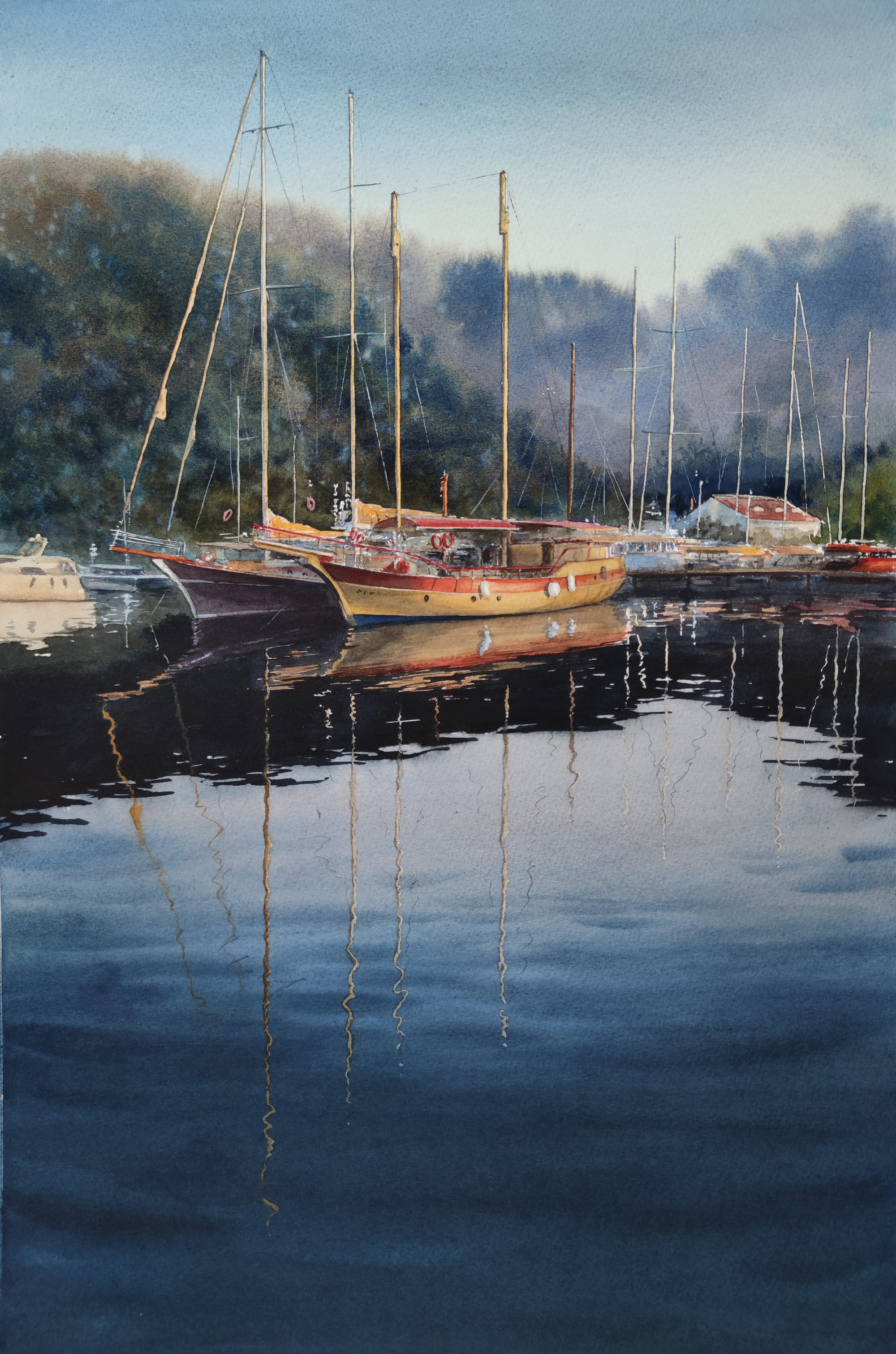Yachts. Marina - 1, Natalie Nesterova, Buy the painting Watercolor