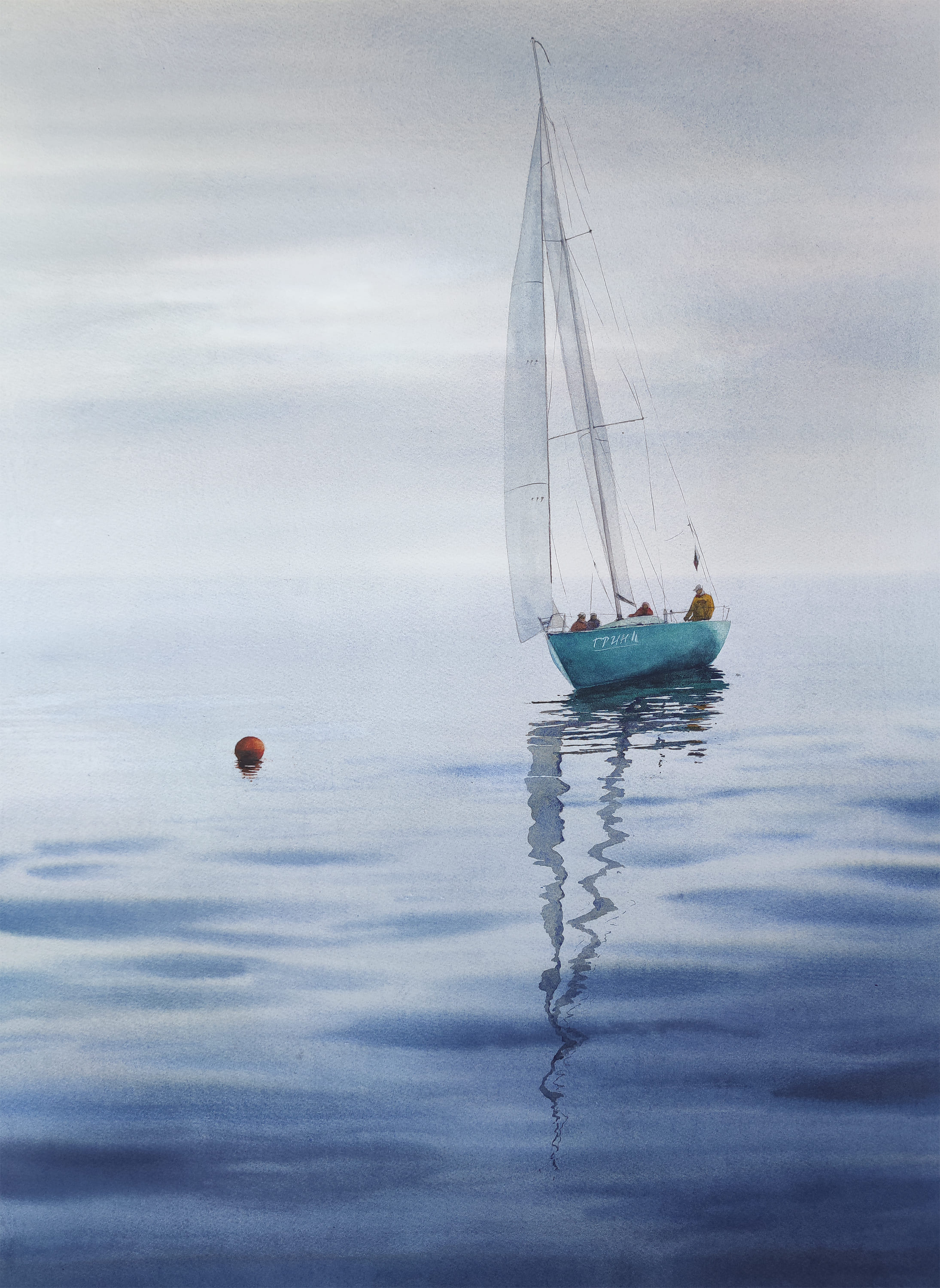 Challenged by the Calm Sea - 1, Natalie Nesterova, Buy the painting Watercolor