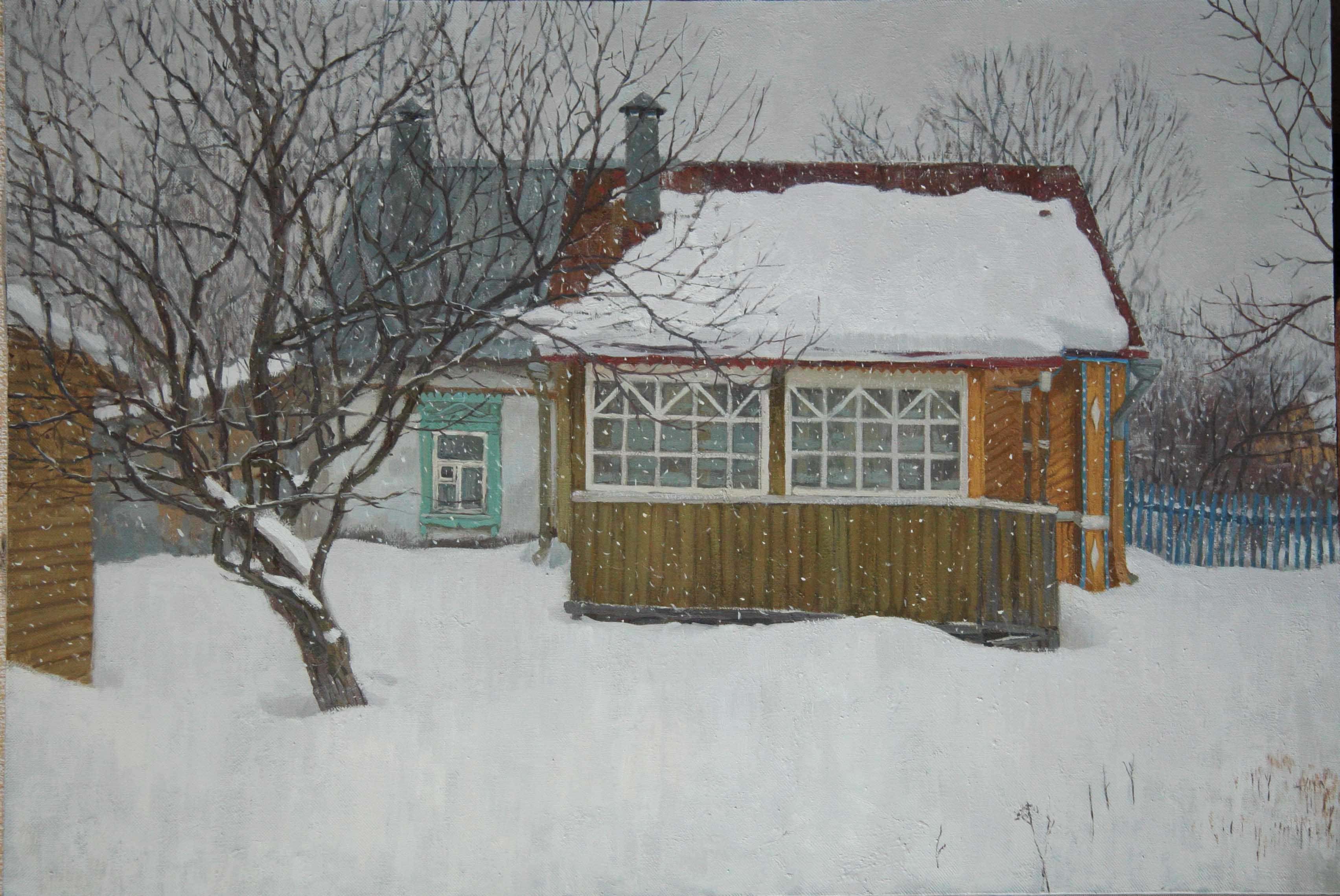 February. Old Cottage - 1, Dina Bezborodykh, Buy the painting Oil