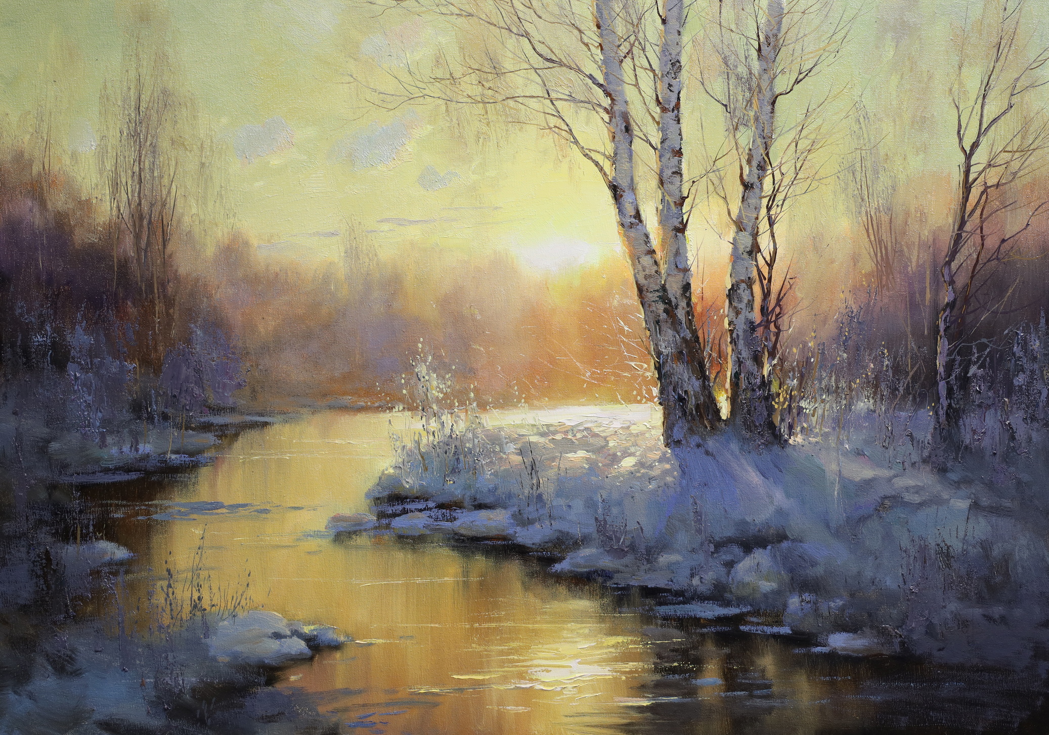 Sunrise on the River - 1, Nesterchuk Stepan, Buy the painting Oil
