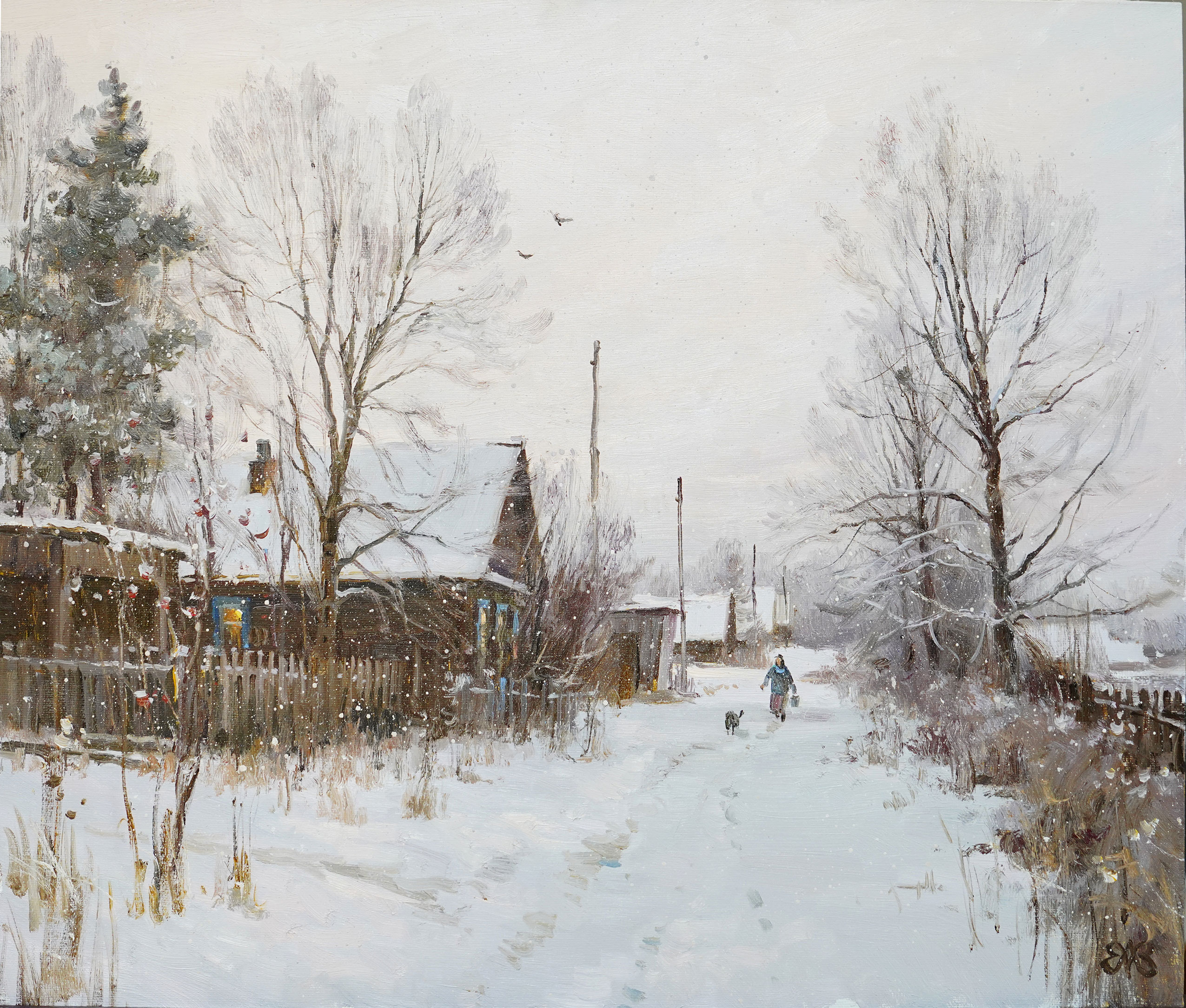Winter In The Village - 1, Alexey Efremov, Buy the painting Oil
