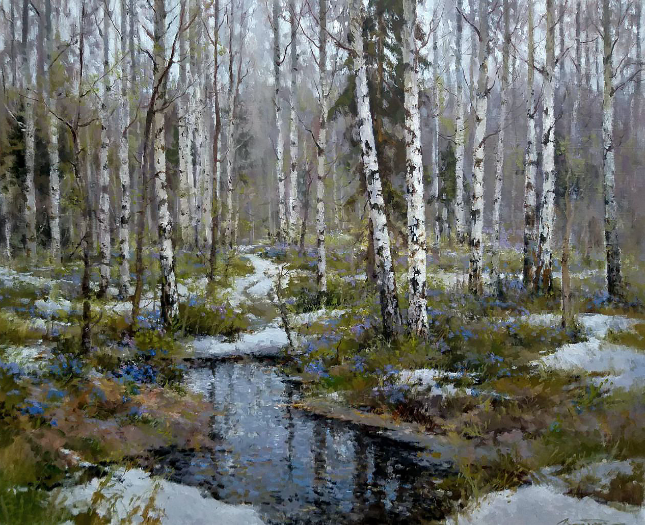 Spring birches - 1, Alexander Kremer, Buy the painting Oil