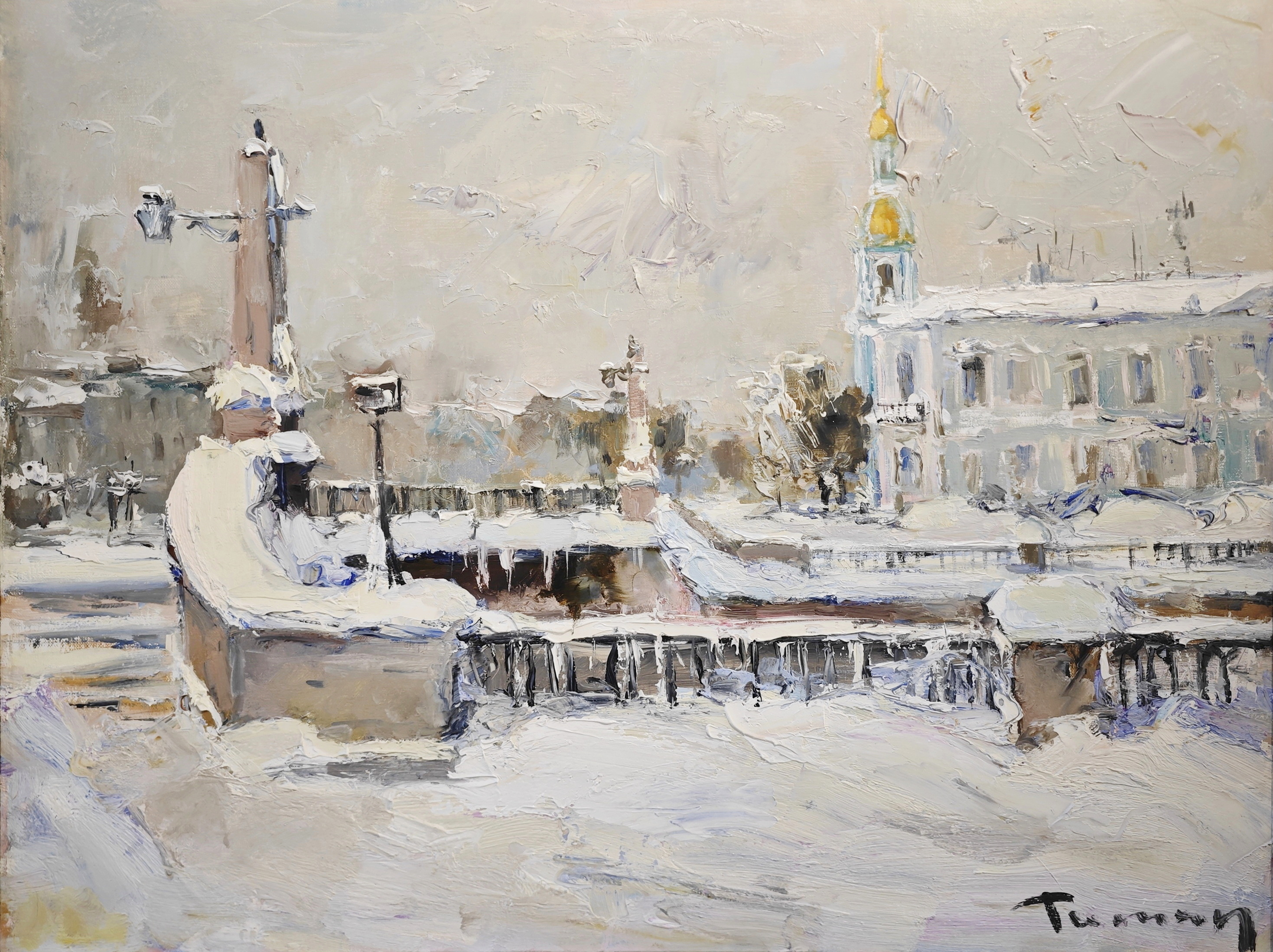 St. Nicholas Cathedral in the Snow - 1, Tuman Zhumabaev, Buy the painting Oil