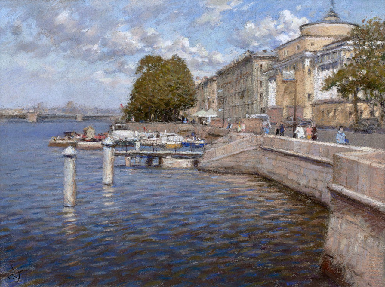 Neva. Admiralteyskaya Embankment - 1, Sergey Oussik, Buy the painting Pastel
