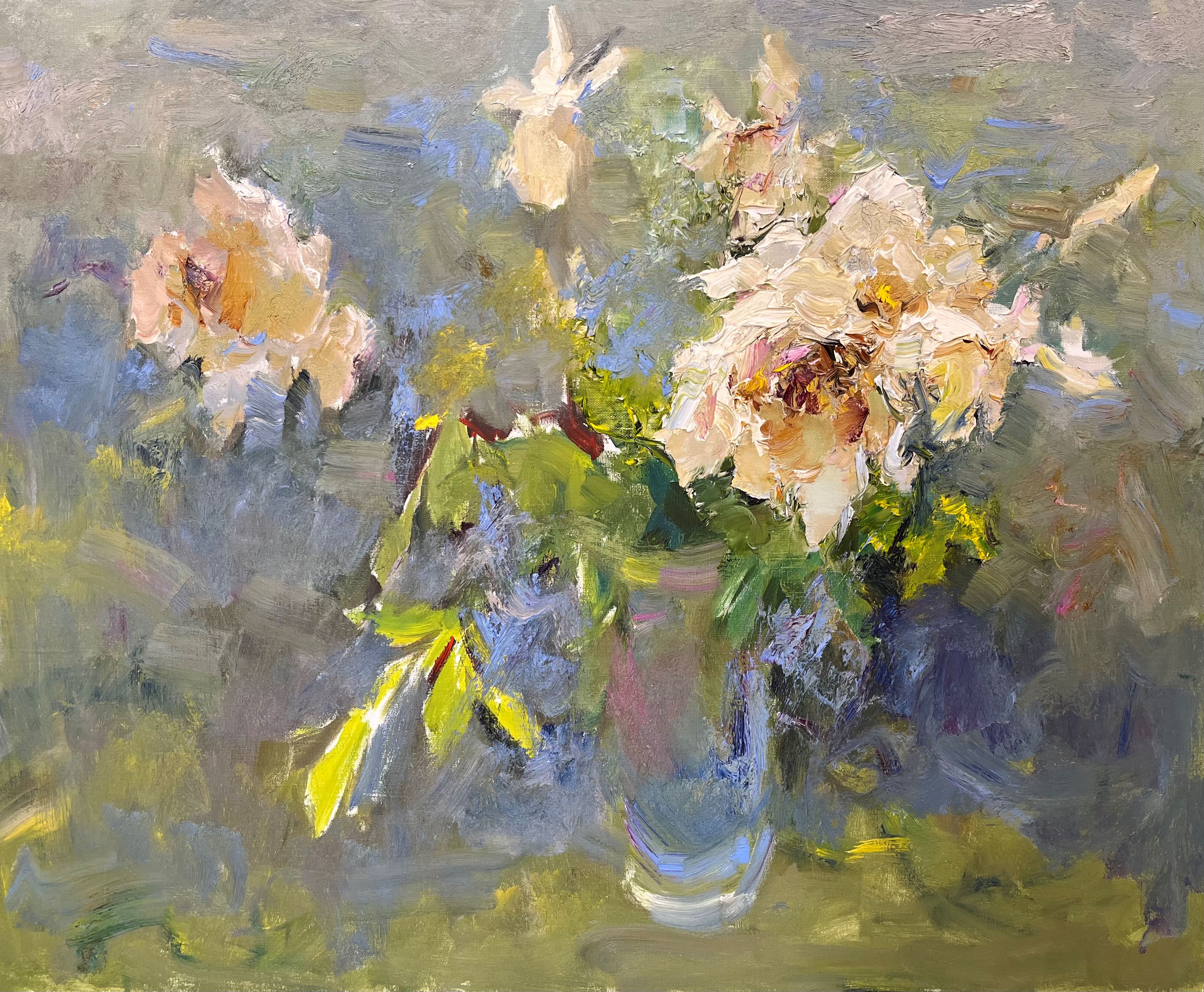 White Peonies - 1, Tuman Zhumabaev, Buy the painting Oil