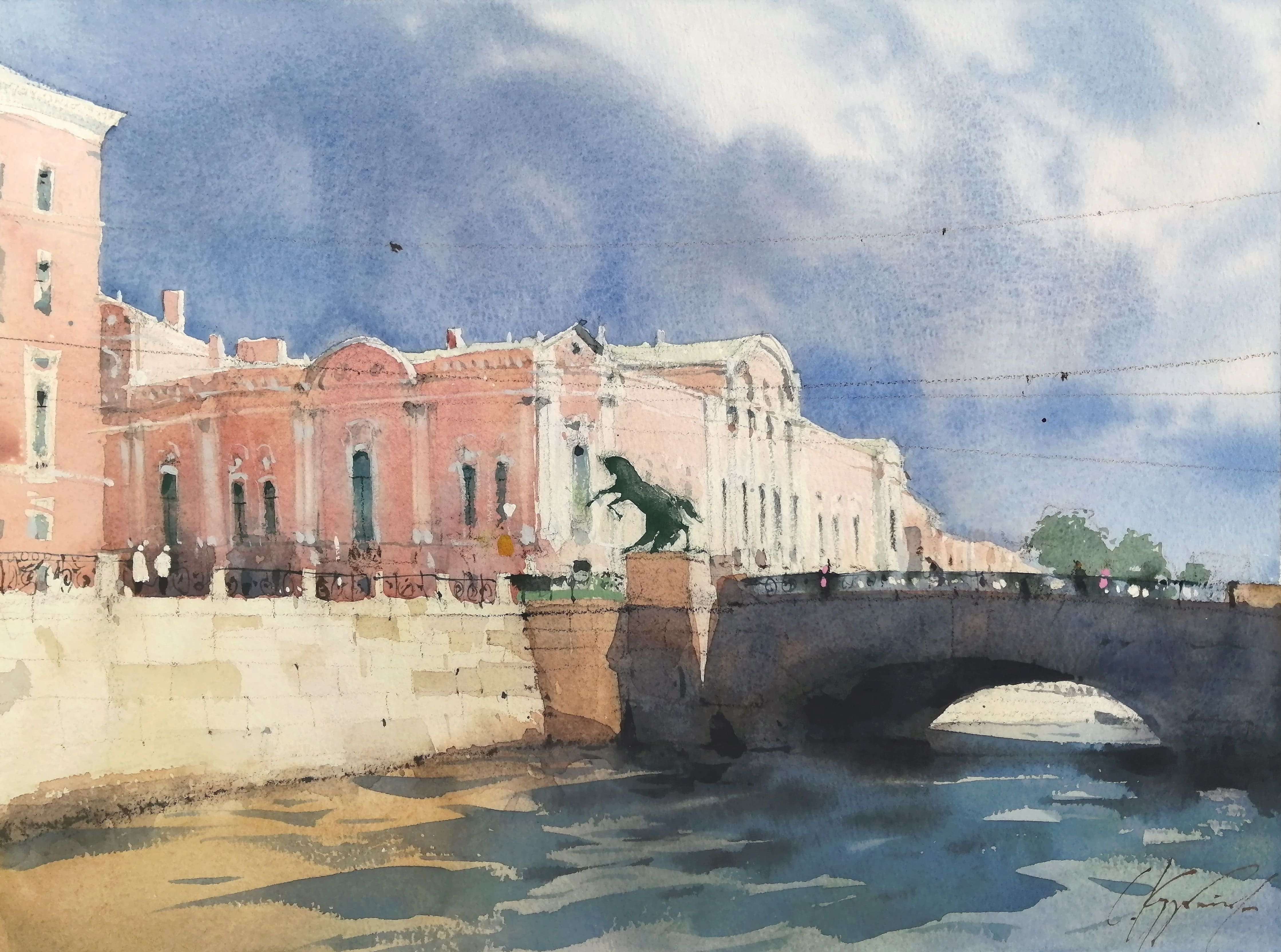 The Anichkov Bridge. Before the Storm. - 1, Sergey Kurbatov, Buy the painting Watercolor