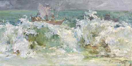 Along the edge of the wave