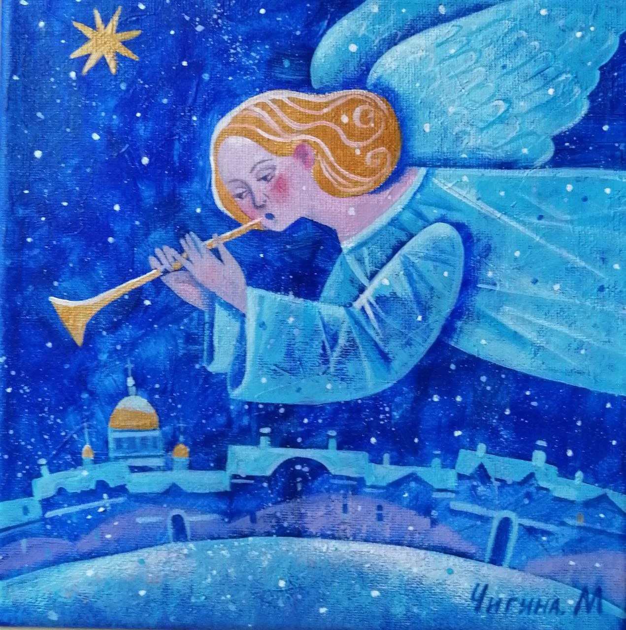 Angel over the city - 1, Margarita Chigina, Buy the painting Acrylic