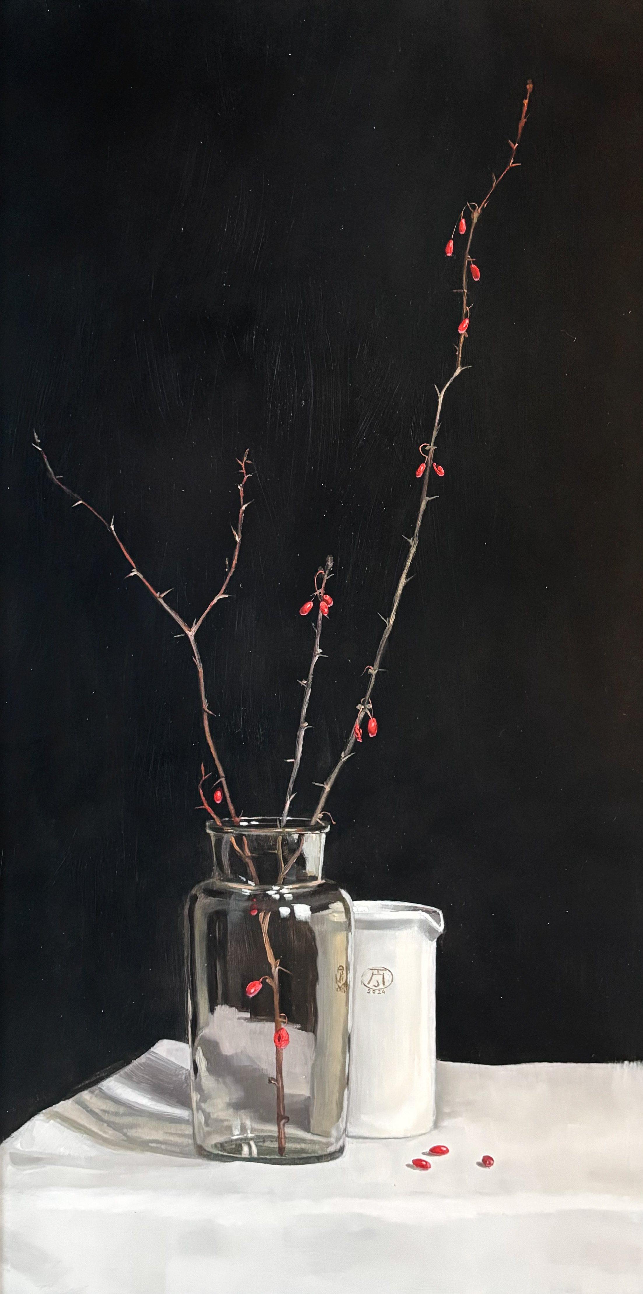 Monochrome and barberry - 1, Anastasia Tessina, Buy the painting Oil