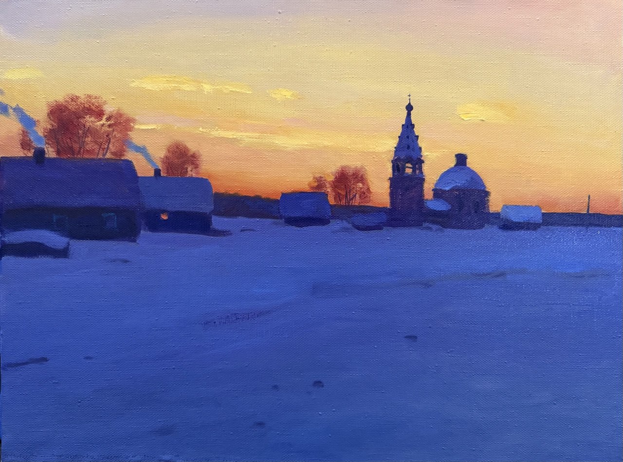 Winter sunset - 1, Sergey Danchev, Buy the painting Oil