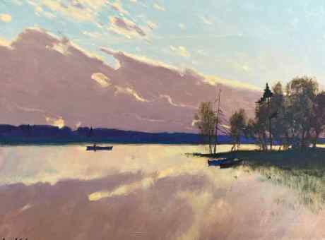 The evening surface of the water