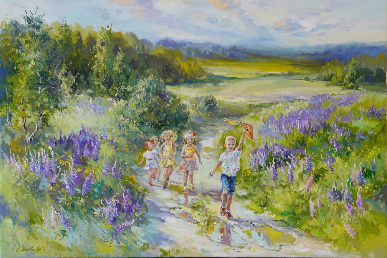 Summer Flows Across the Fields, We Enjoy Freedom and Have Fun - 1, Zhanna Sidorova, Buy the painting Oil