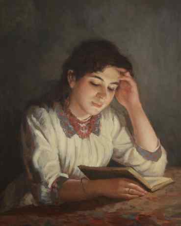 While Reading. A Copy Of The Painting By I.S. Galkin