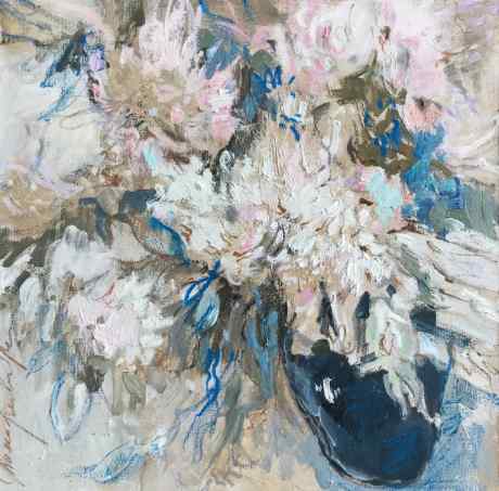 Flowers in a blue vase