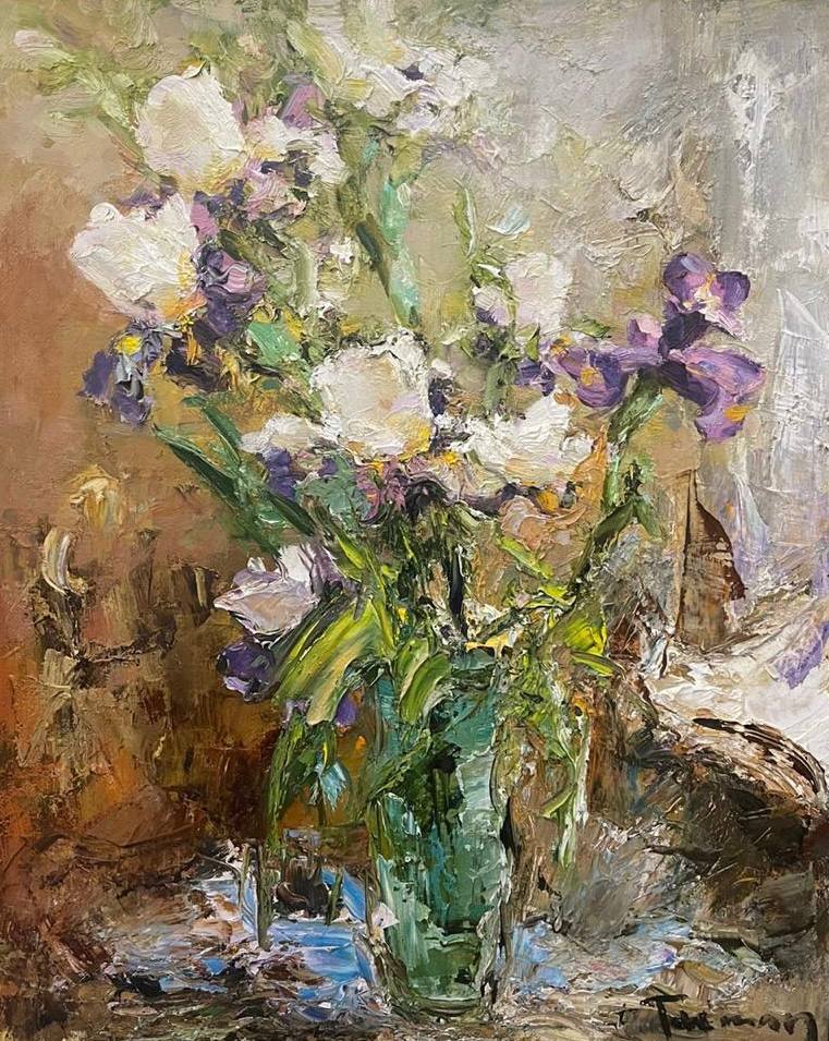 Irises - 1, Tuman Zhumabaev, Buy the painting Oil