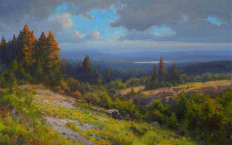 The road to the distant lake