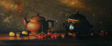 Still life with Viburnum and Chestnuts