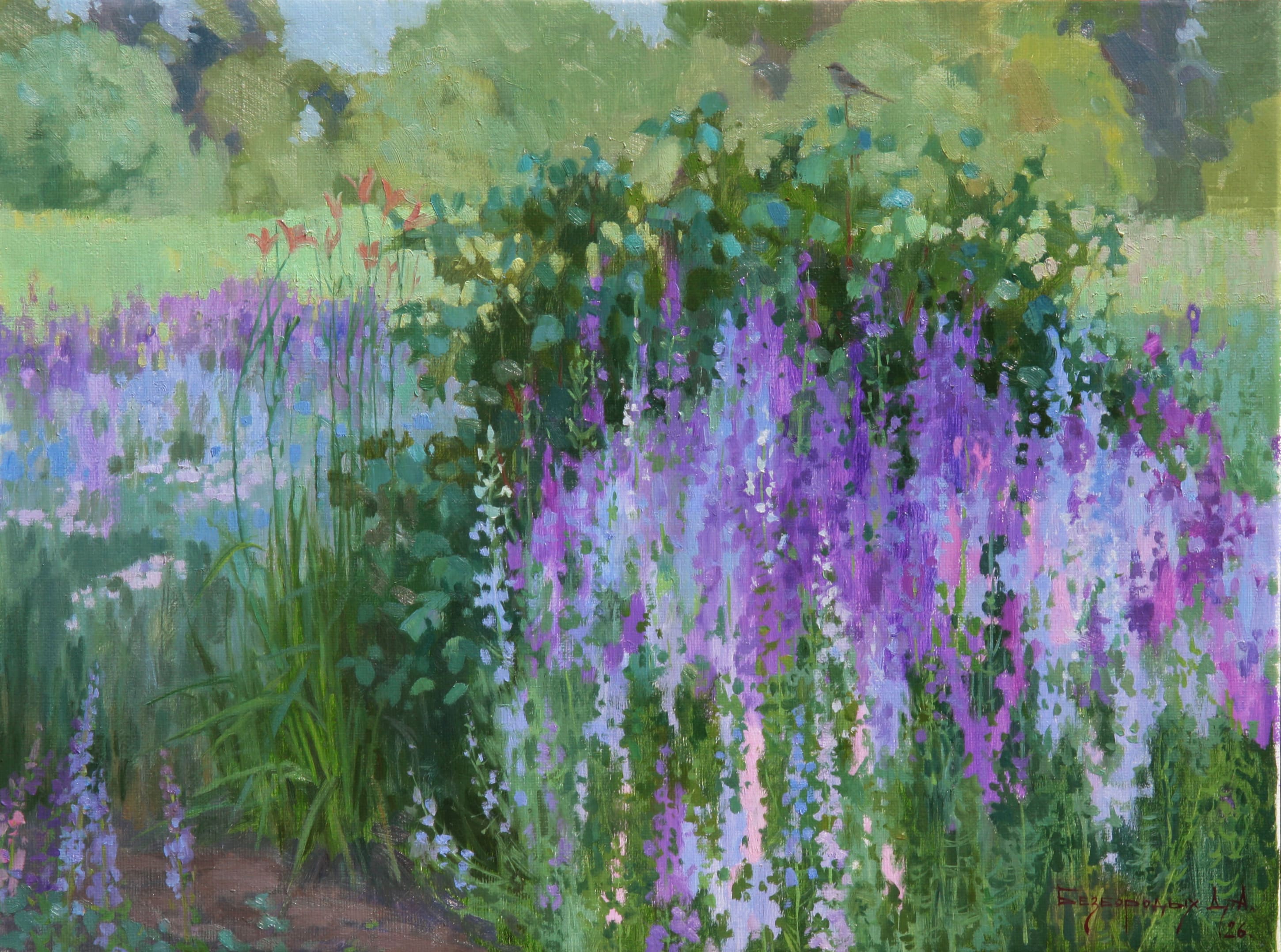 The Lilac Shadows of July - 1, Dina Bezborodykh, Buy the painting Oil