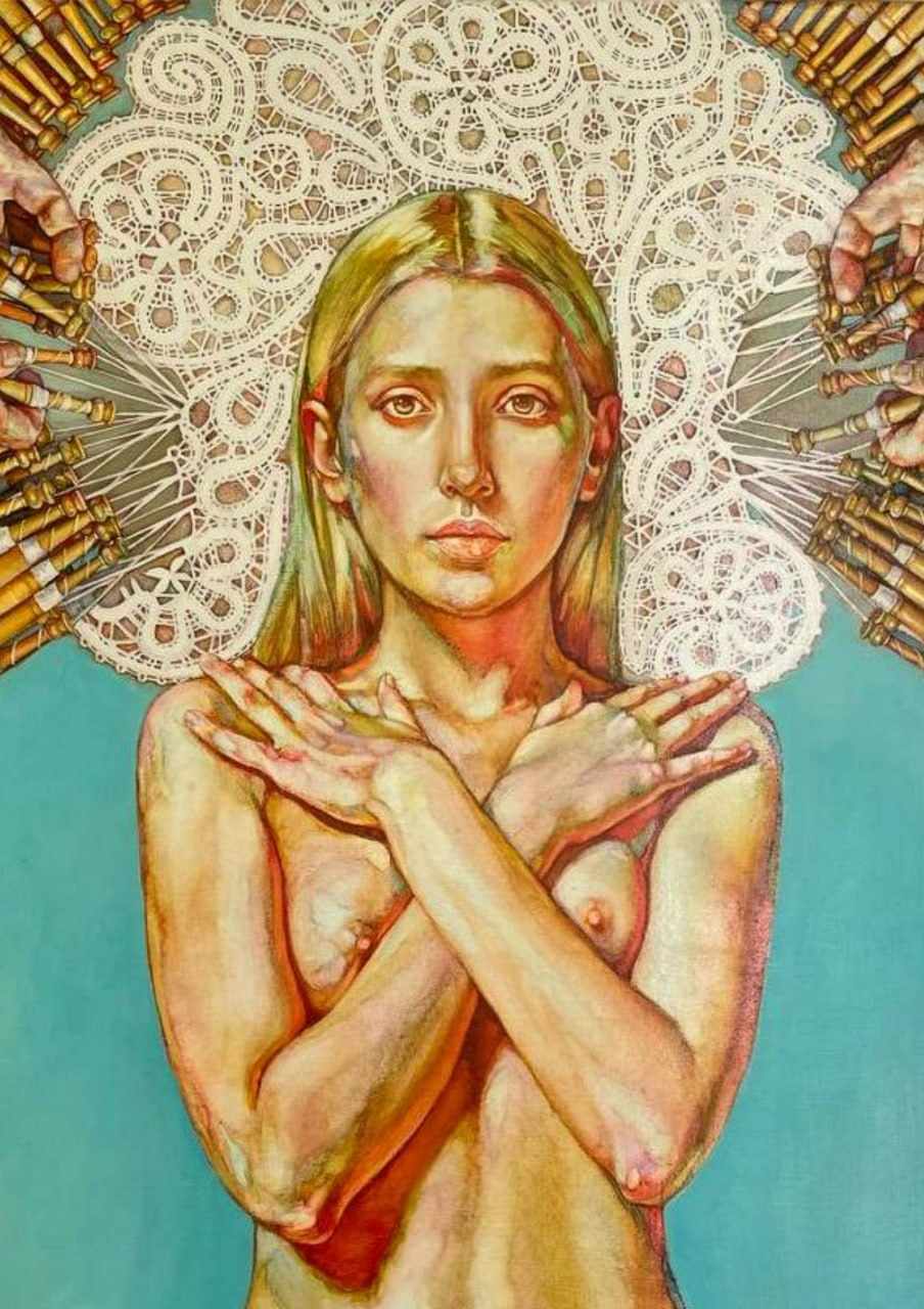 Fragment of the painting "Thoughts" from the exhibition